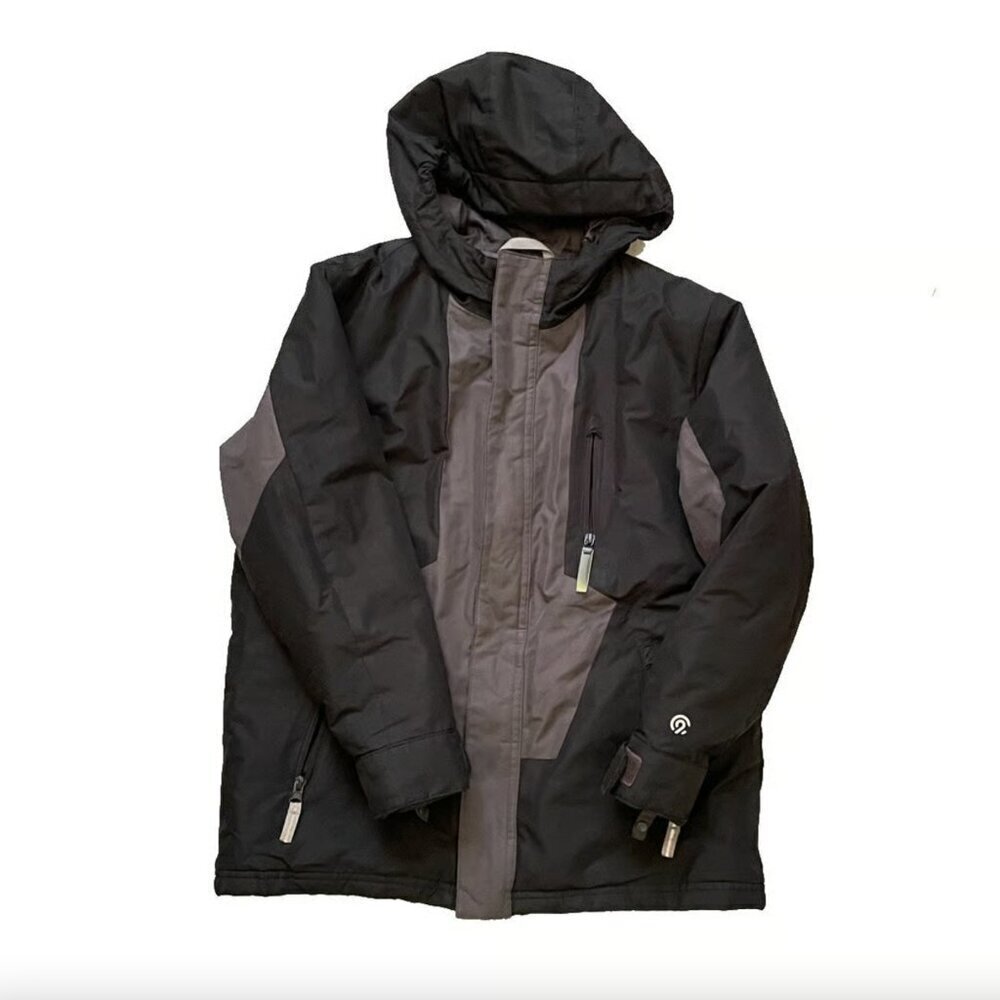 Champion Kid's Black and Gray Hooded Jacket โข Size M (8-10) ๐ฃ